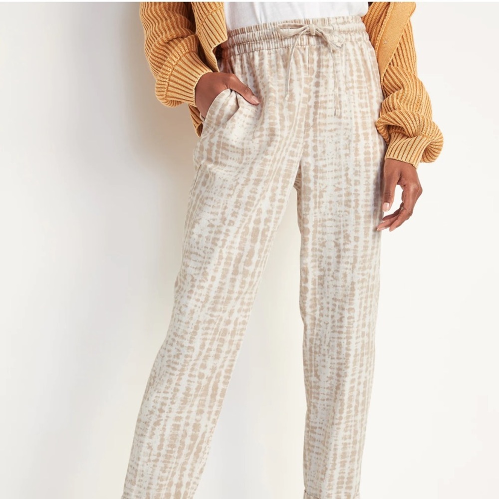 High waisted tie dye linen pants